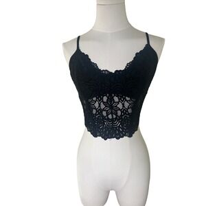 Forever 21 Black Lace Bralette Top XL‎ Extra Large Adjustable Straps